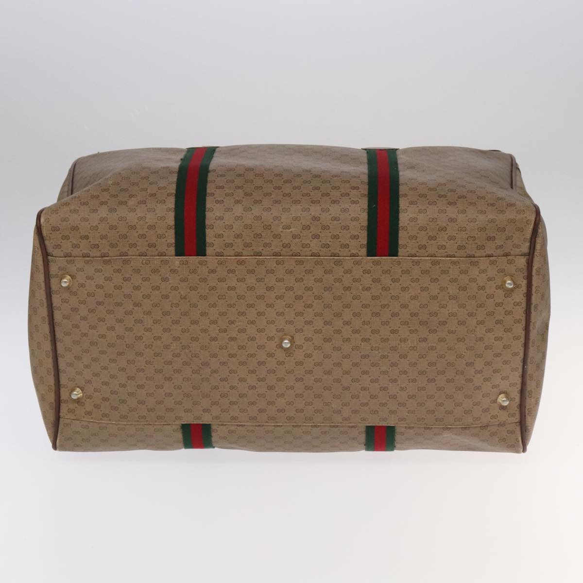 GUCCI Micro GG Canvas Web Sherry Line Boston Bag PVC Beige Gold ti2383