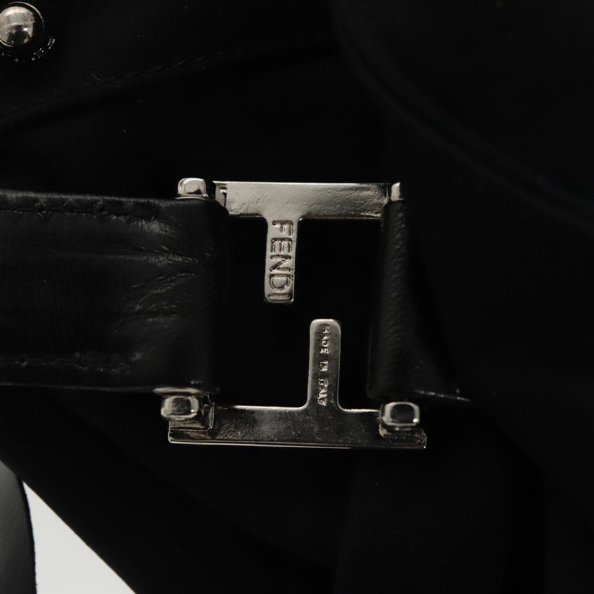 FENDI Hand Bag Nylon Black Silver ti2387
