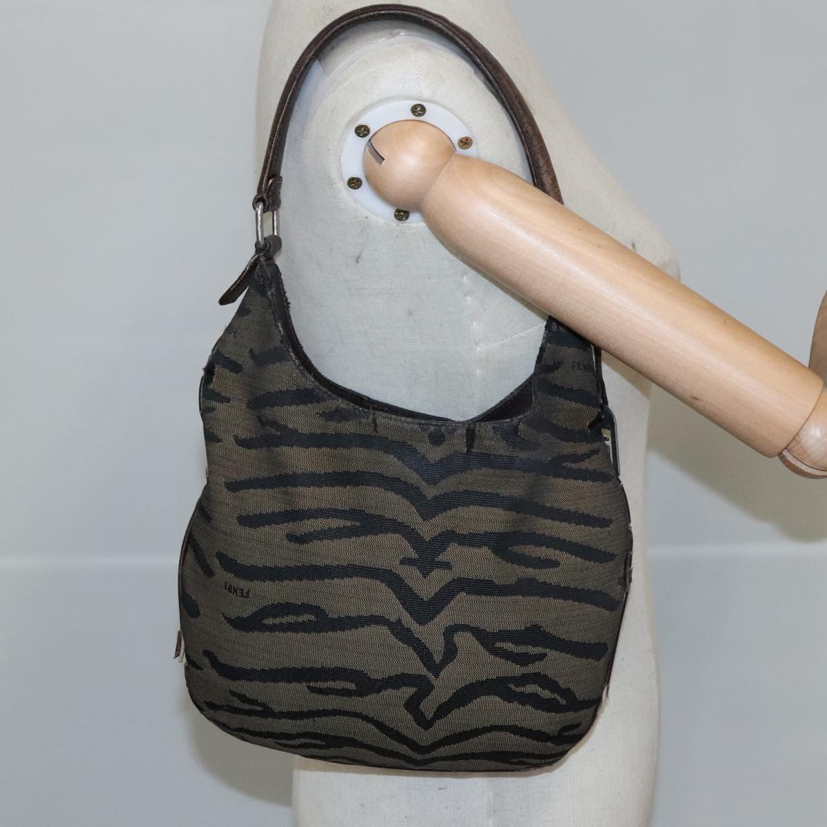 FENDI Hand Bag Canvas Brown ti2388