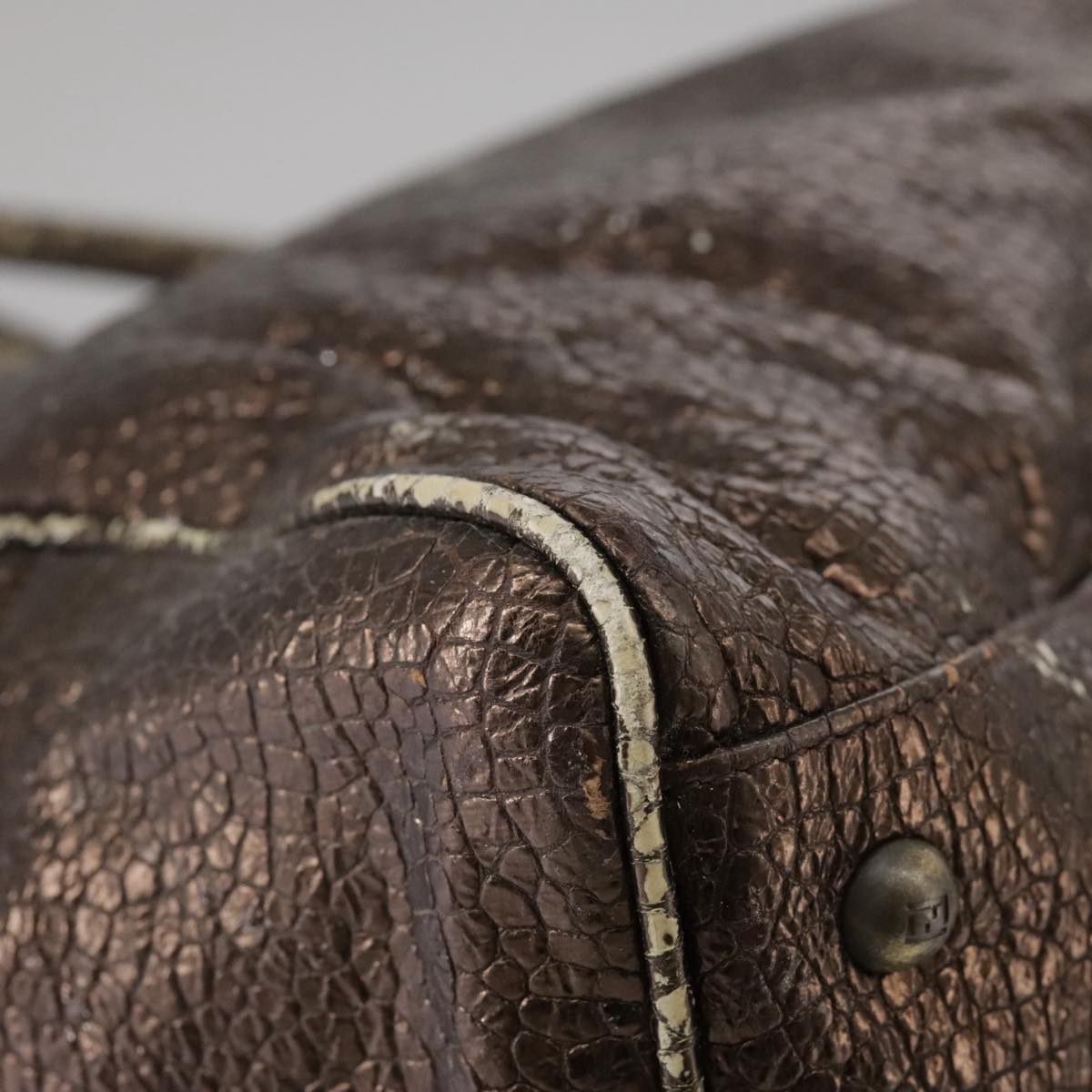 FENDI Hand Bag Leather Brown ti2514
