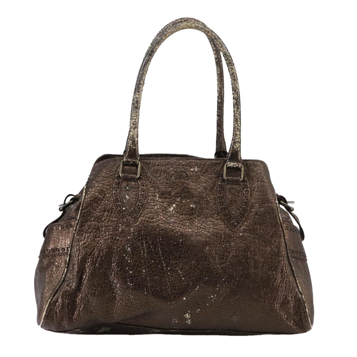 FENDI Hand Bag Leather Brown ti2514