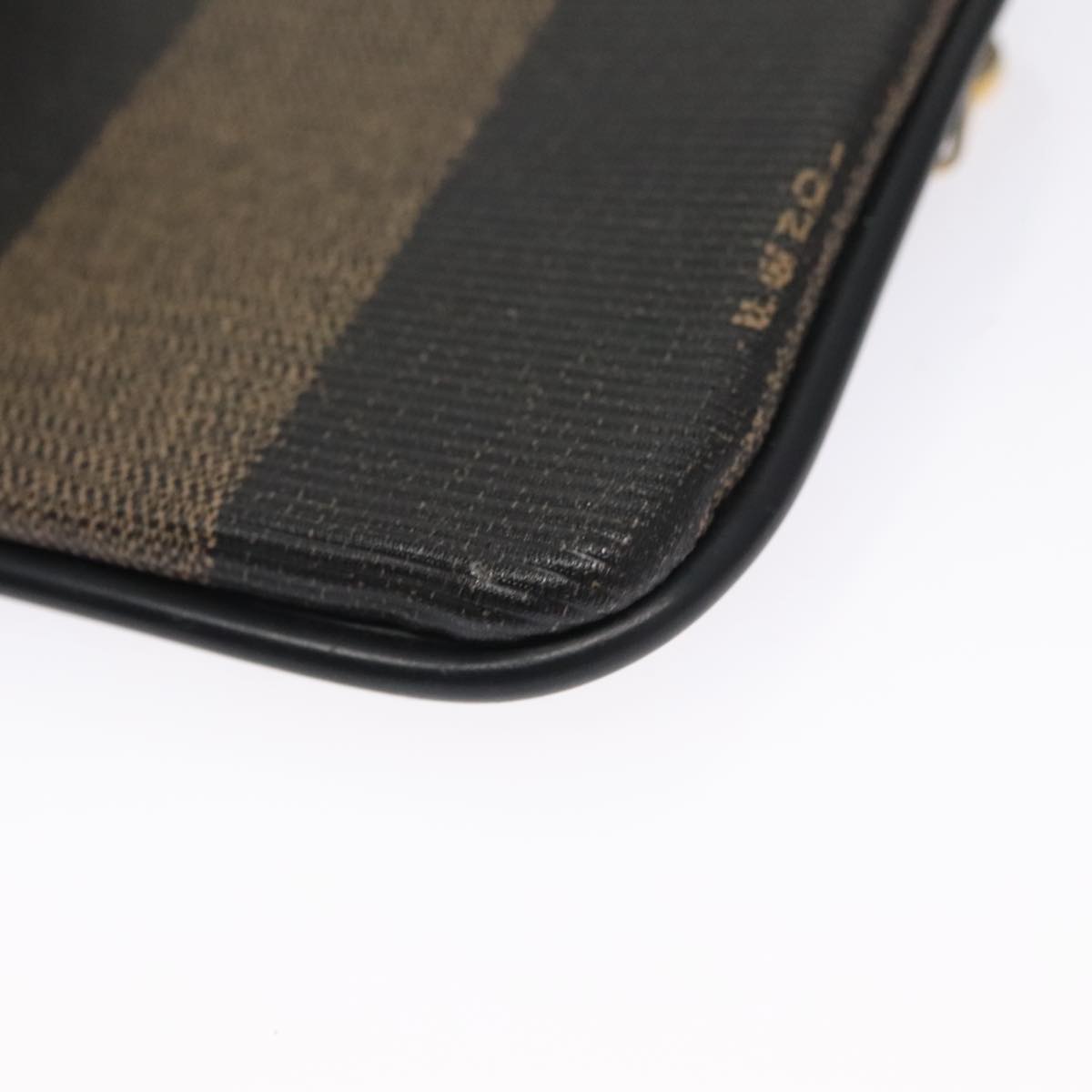 FENDI Pecan Canvas Pouch PVC Black Brown Gold ti2537