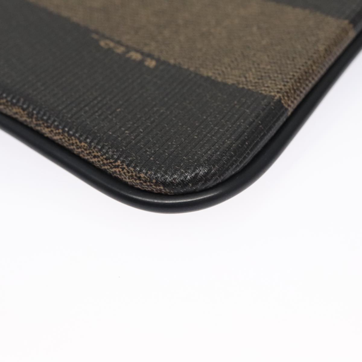 FENDI Pecan Canvas Pouch PVC Black Brown Gold ti2537