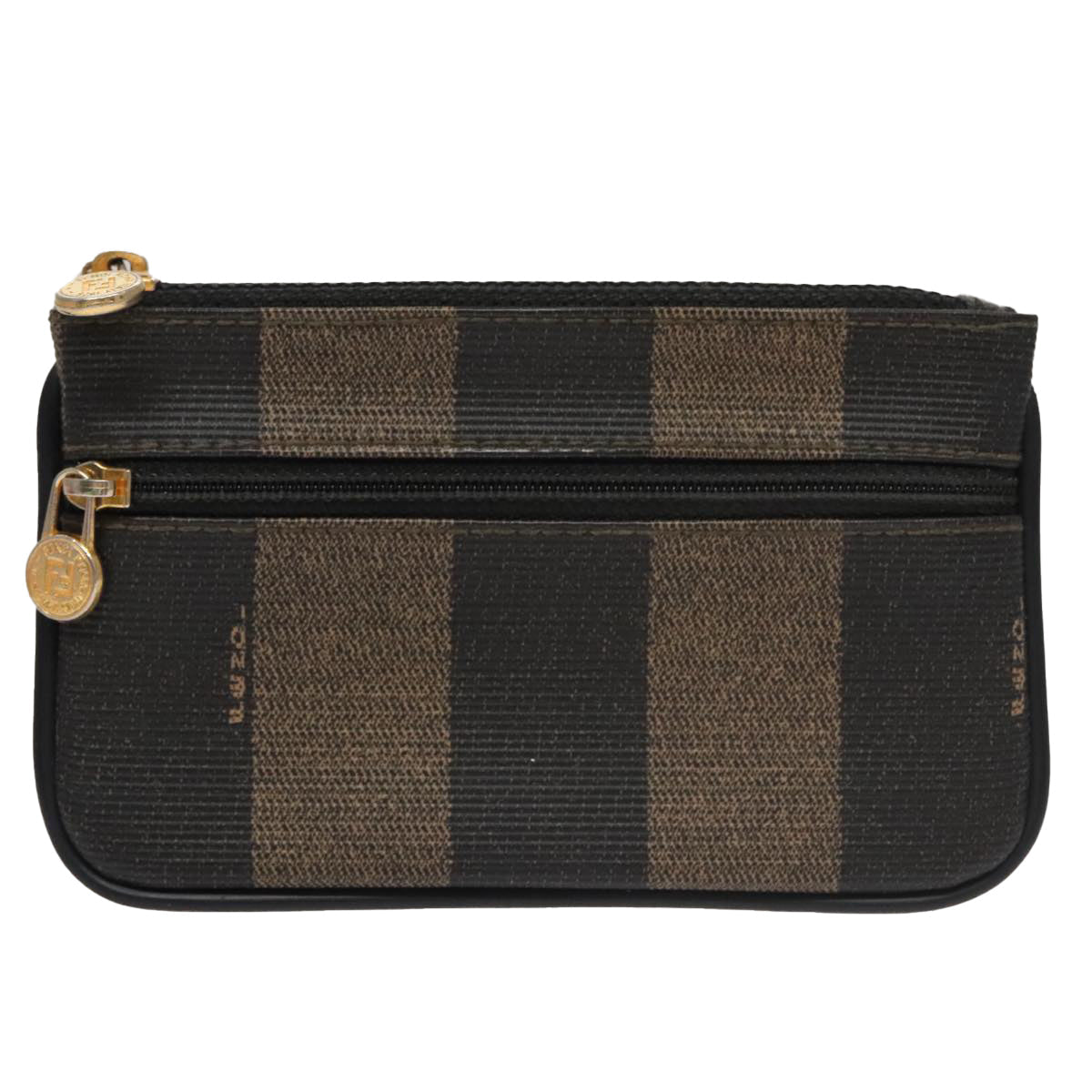 FENDI Pecan Canvas Pouch PVC Black Brown Gold ti2537