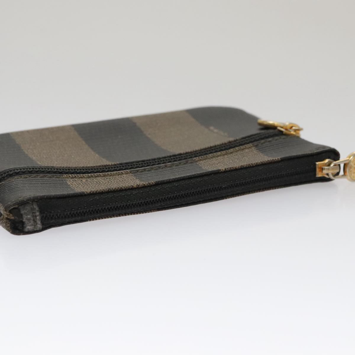 FENDI Pecan Canvas Pouch PVC Black Brown Gold ti2537