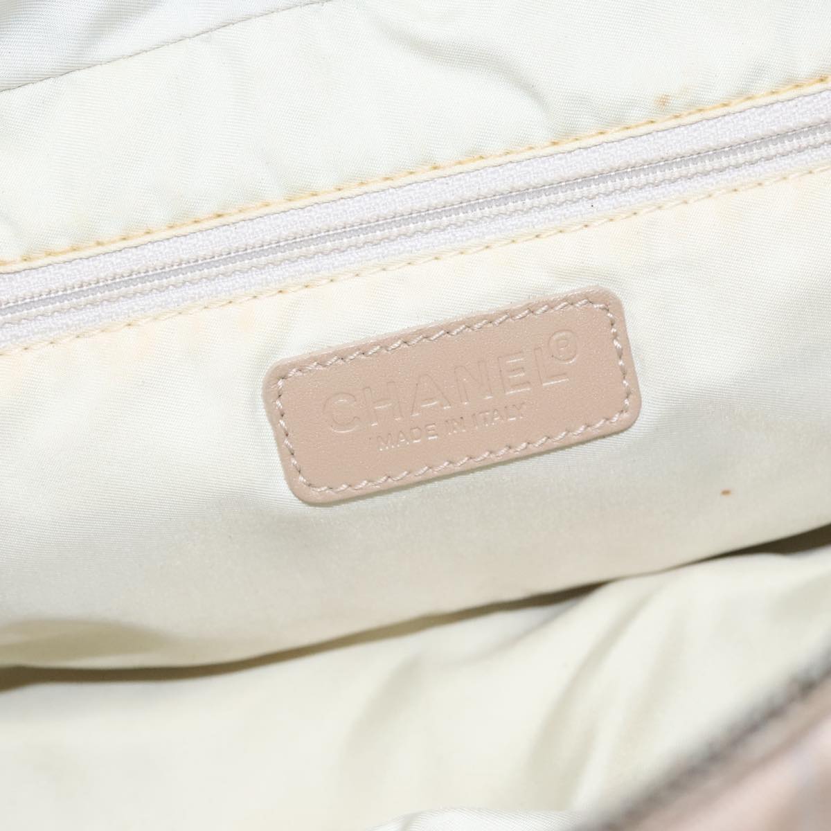CHANEL New Travel line Hand Bag Nylon Beige CC ti2607
