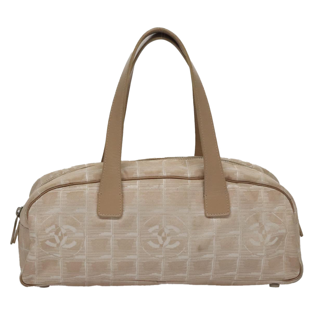 CHANEL New Travel line Hand Bag Nylon Beige CC ti2607