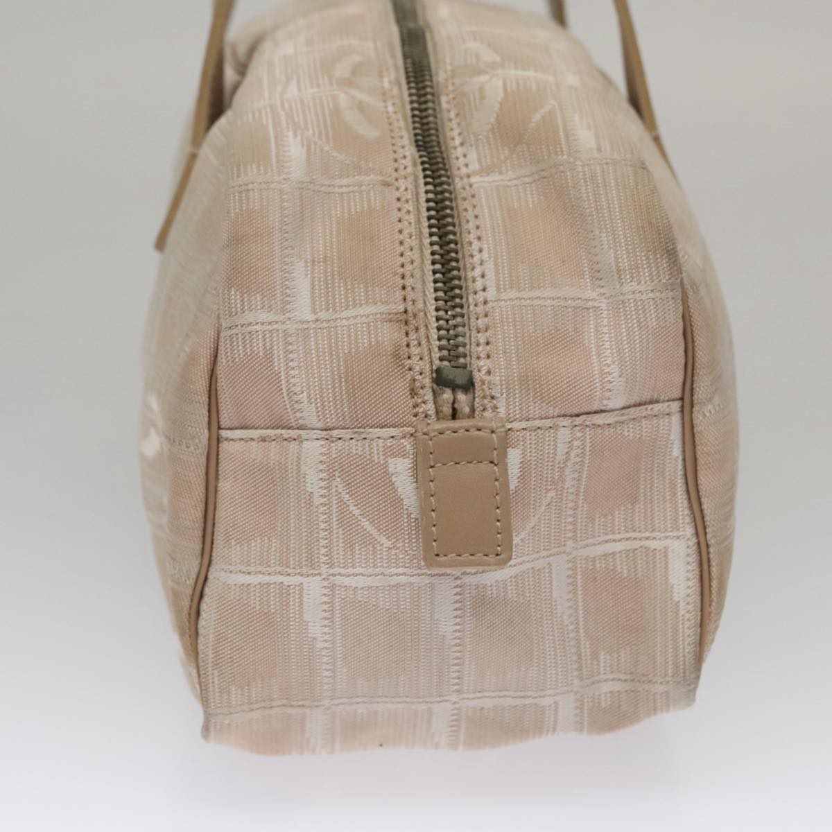 CHANEL New Travel line Hand Bag Nylon Beige CC ti2607