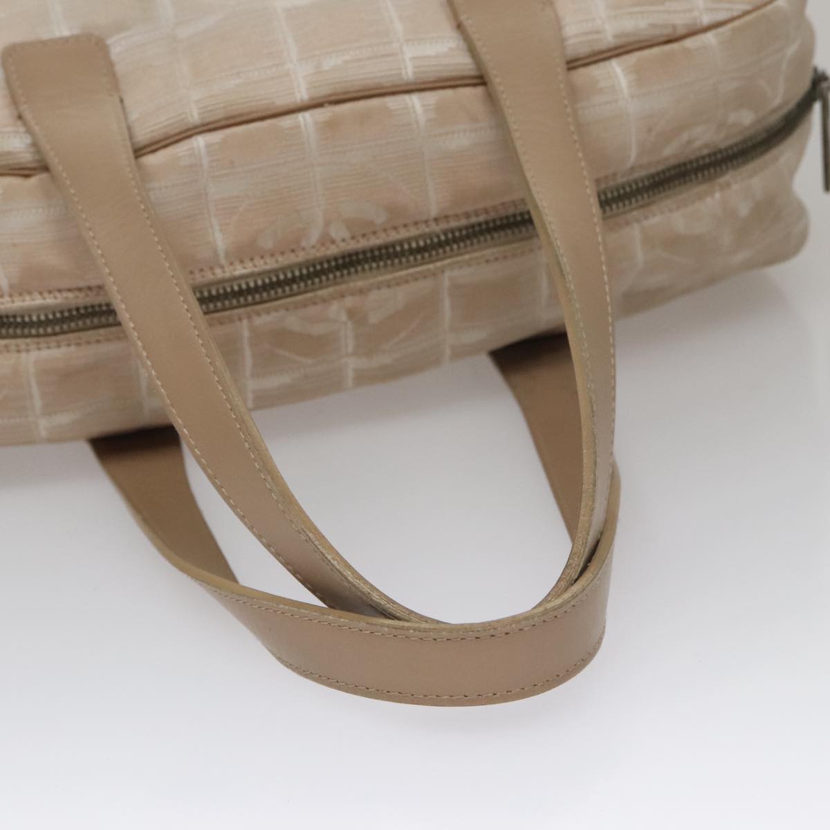 CHANEL New Travel line Hand Bag Nylon Beige CC ti2607