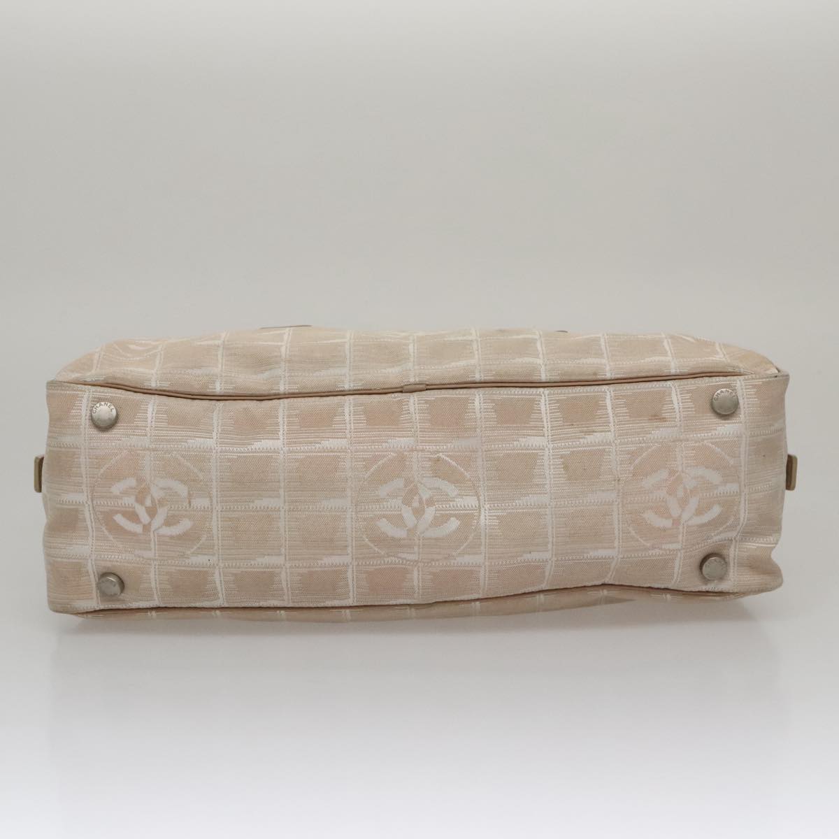 CHANEL New Travel line Hand Bag Nylon Beige CC ti2607