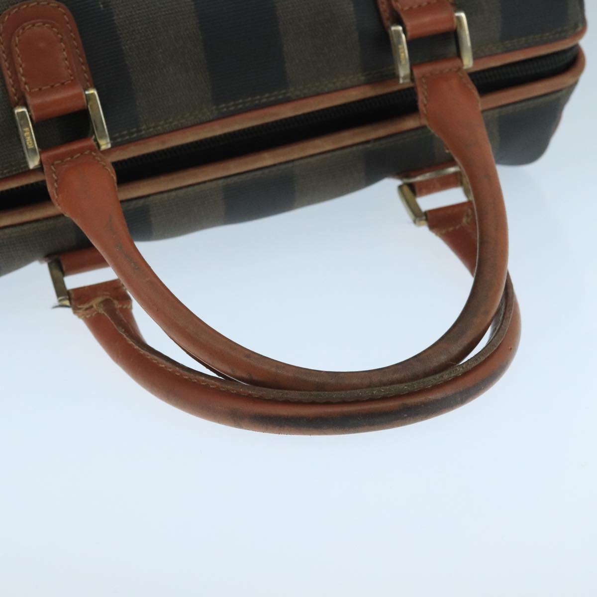 FENDI Pecan Canvas Hand Bag Brown Black ti2610