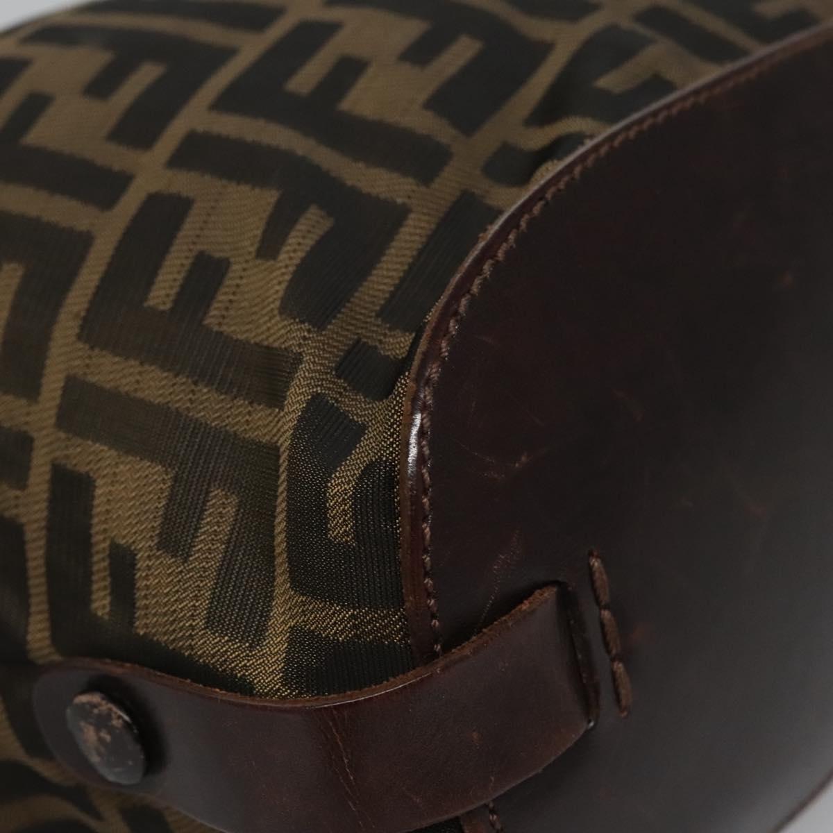 FENDI Zucca Canvas Hand Bag Nylon Brown Khaki ti2667