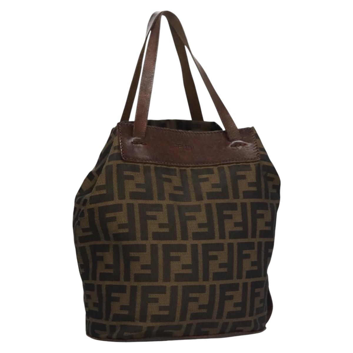 FENDI Zucca Canvas Hand Bag Nylon Brown Khaki ti2667