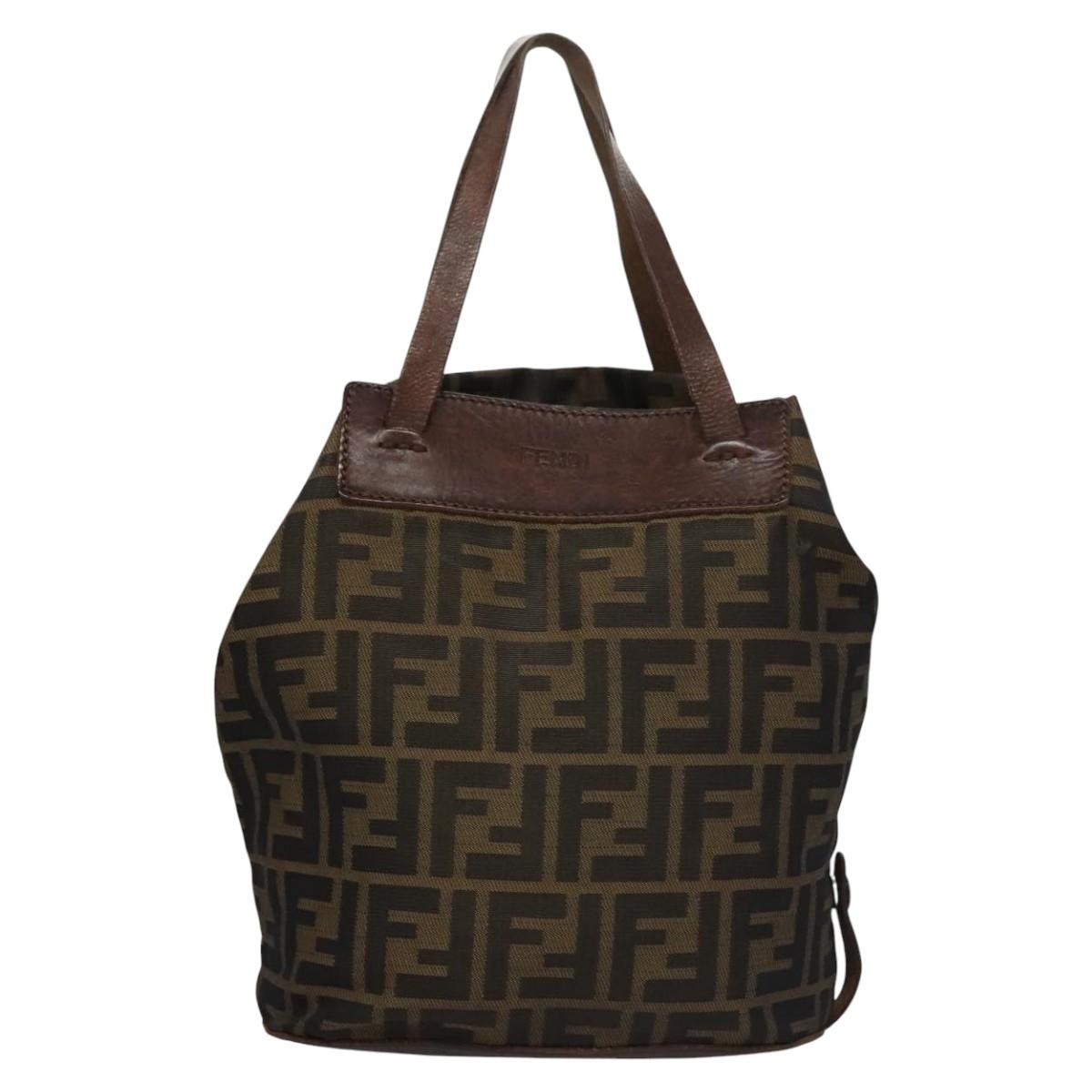 FENDI Zucca Canvas Hand Bag Nylon Brown Khaki ti2667