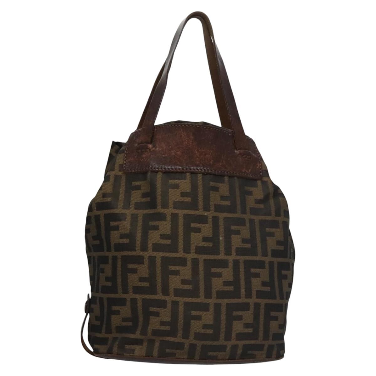 FENDI Zucca Canvas Hand Bag Nylon Brown Khaki ti2667