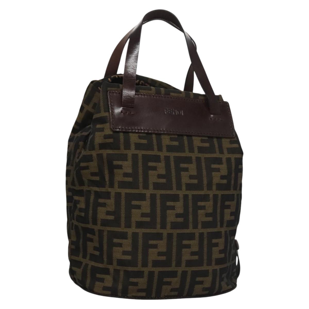 FENDI Zucca Canvas Hand Bag Nylon Brown Khaki ti2668