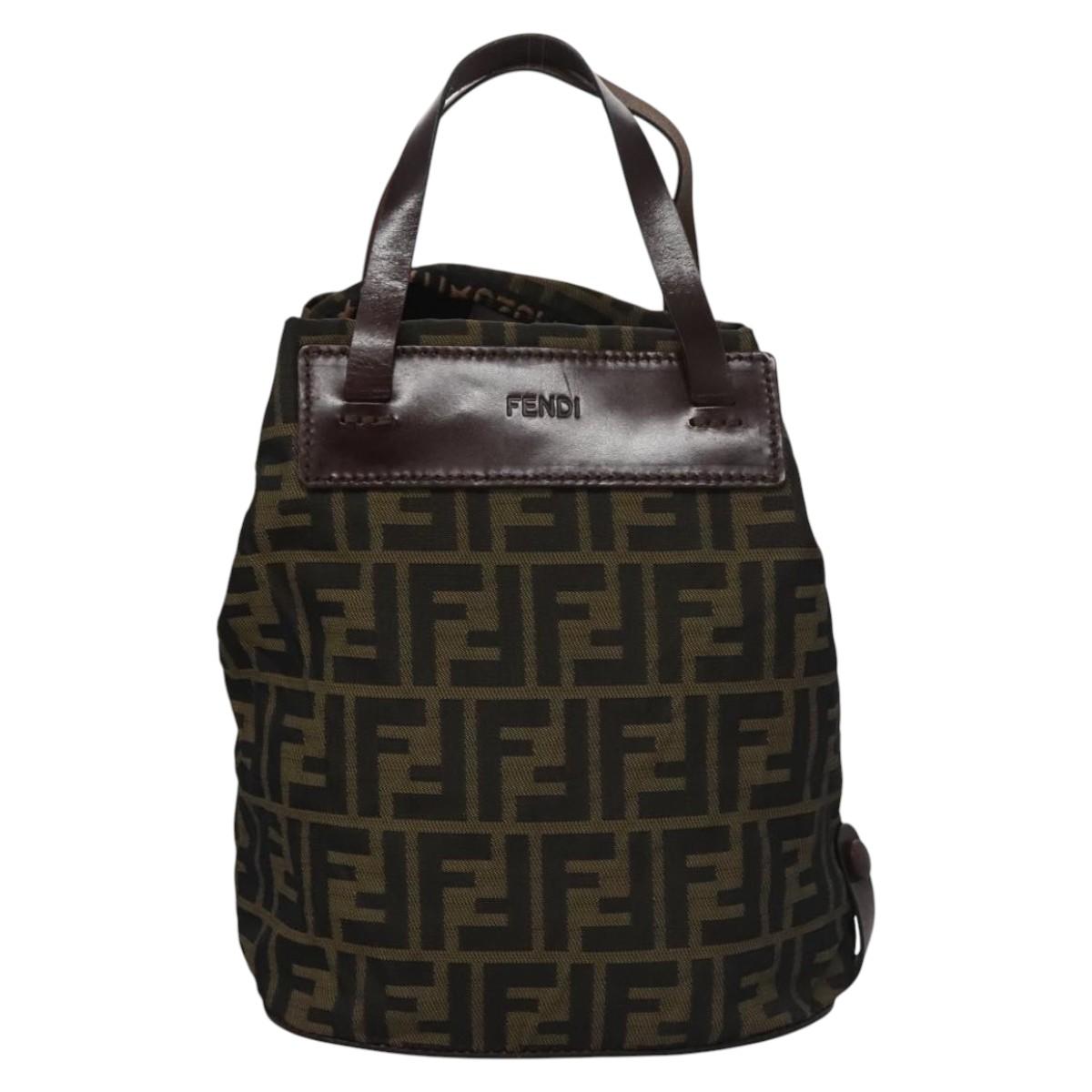 FENDI Zucca Canvas Hand Bag Nylon Brown Khaki ti2668