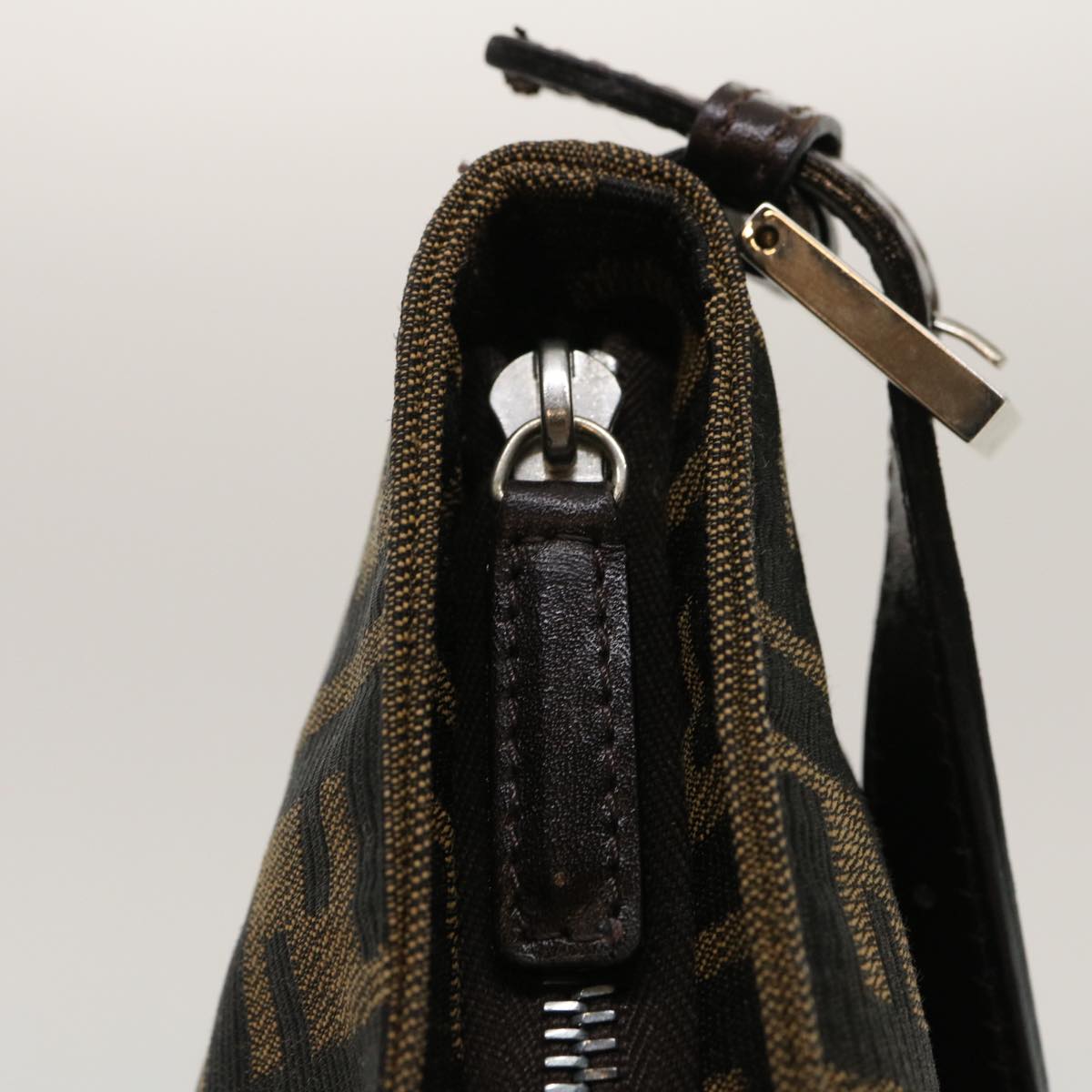 FENDI Zucca Canvas Mamma Baguette Shoulder Bag Brown Black ti617