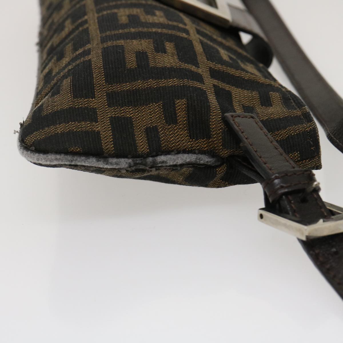 FENDI Zucca Canvas Mamma Baguette Shoulder Bag Brown Black ti617