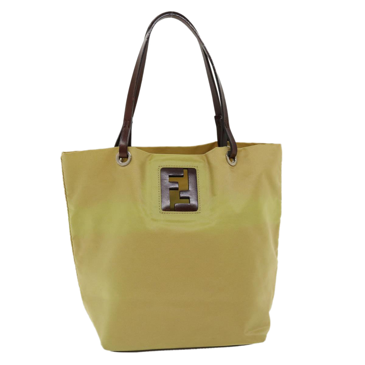 FENDI Tote Bag Nylon Leather Khaki ti665