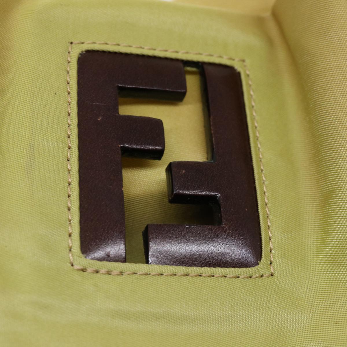FENDI Tote Bag Nylon Leather Khaki ti665