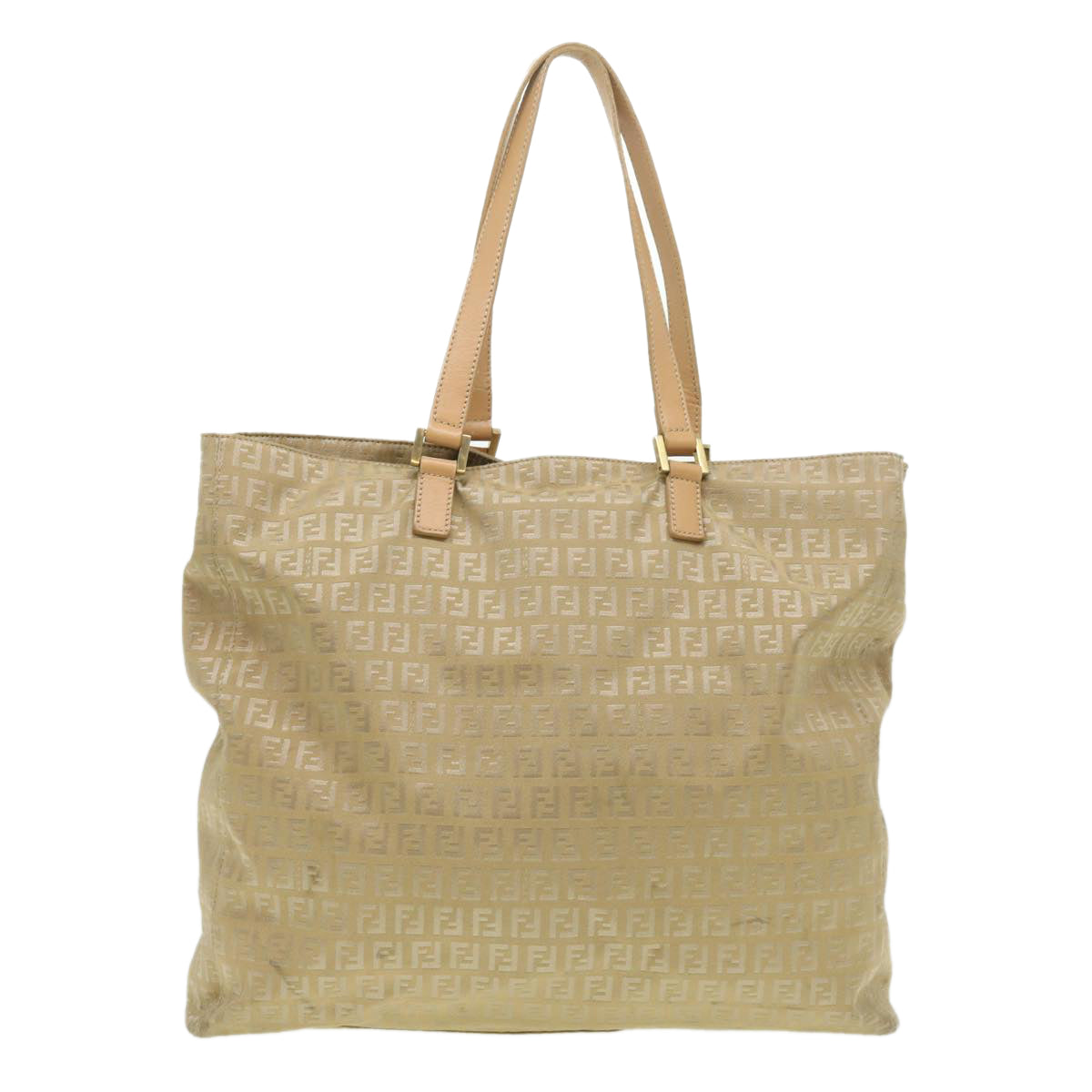 FENDI Zucchino Canvas Shoulder Bag Beige ti732