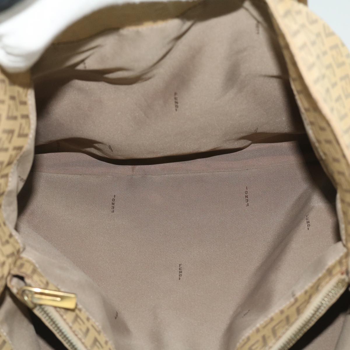 FENDI Zucchino Canvas Shoulder Bag Beige ti732