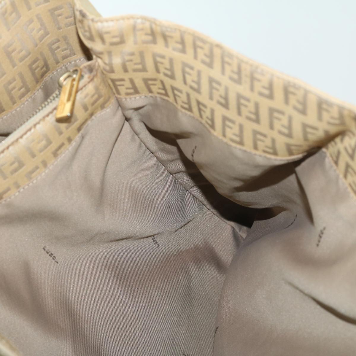 FENDI Zucchino Canvas Shoulder Bag Beige ti732