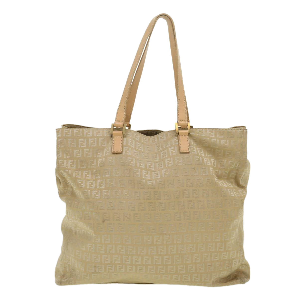 FENDI Zucchino Canvas Shoulder Bag Beige ti732