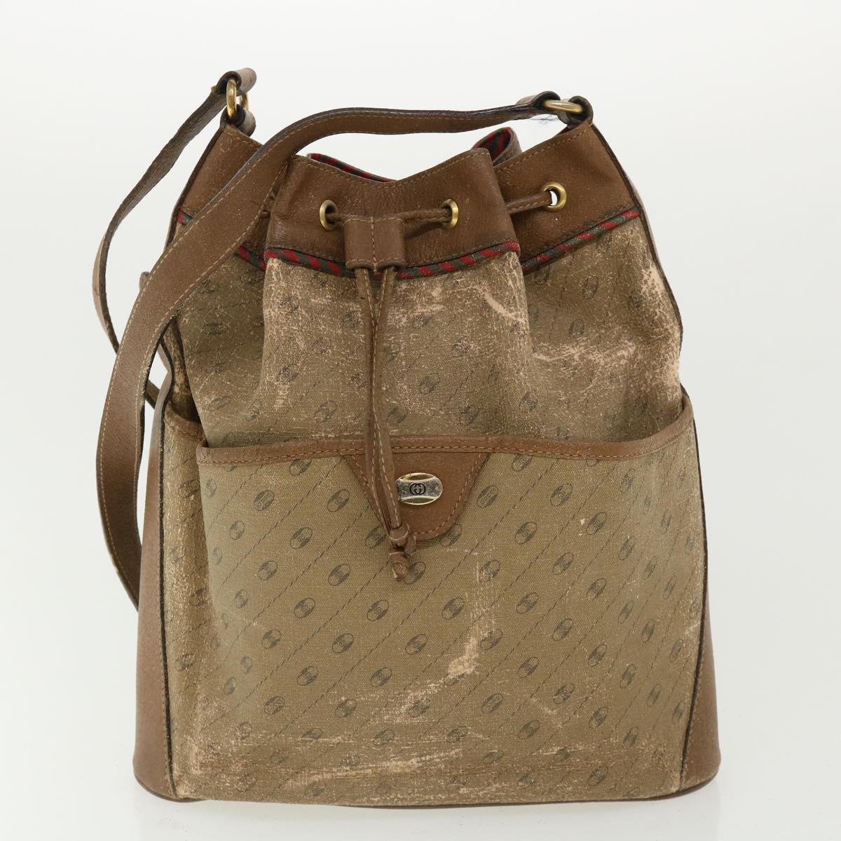 GUCCI Shoulder Bag PVC Leather 2Set Beige ti780