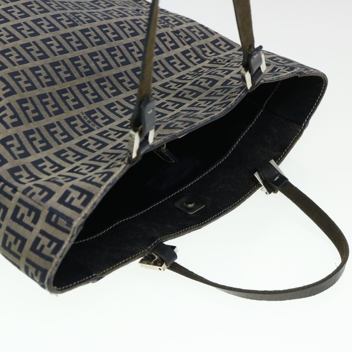 FENDI Zucchino Canvas Tote Bag Nylon Navy ti968