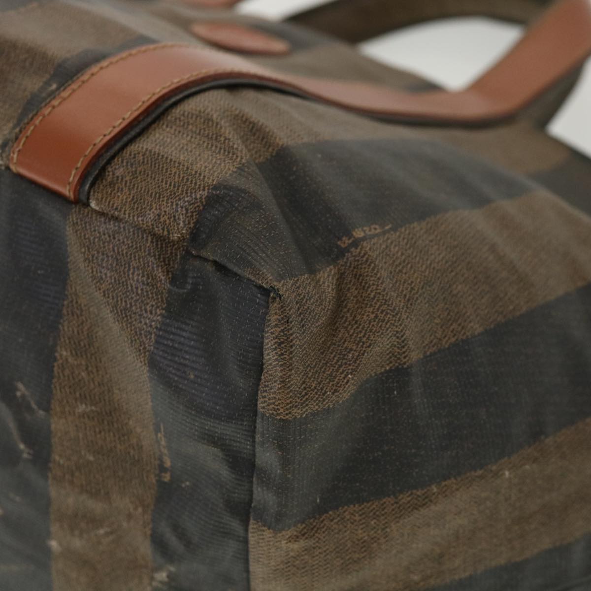 FENDI Pecan Canvas Hand Bag Nylon Black Brown ti988