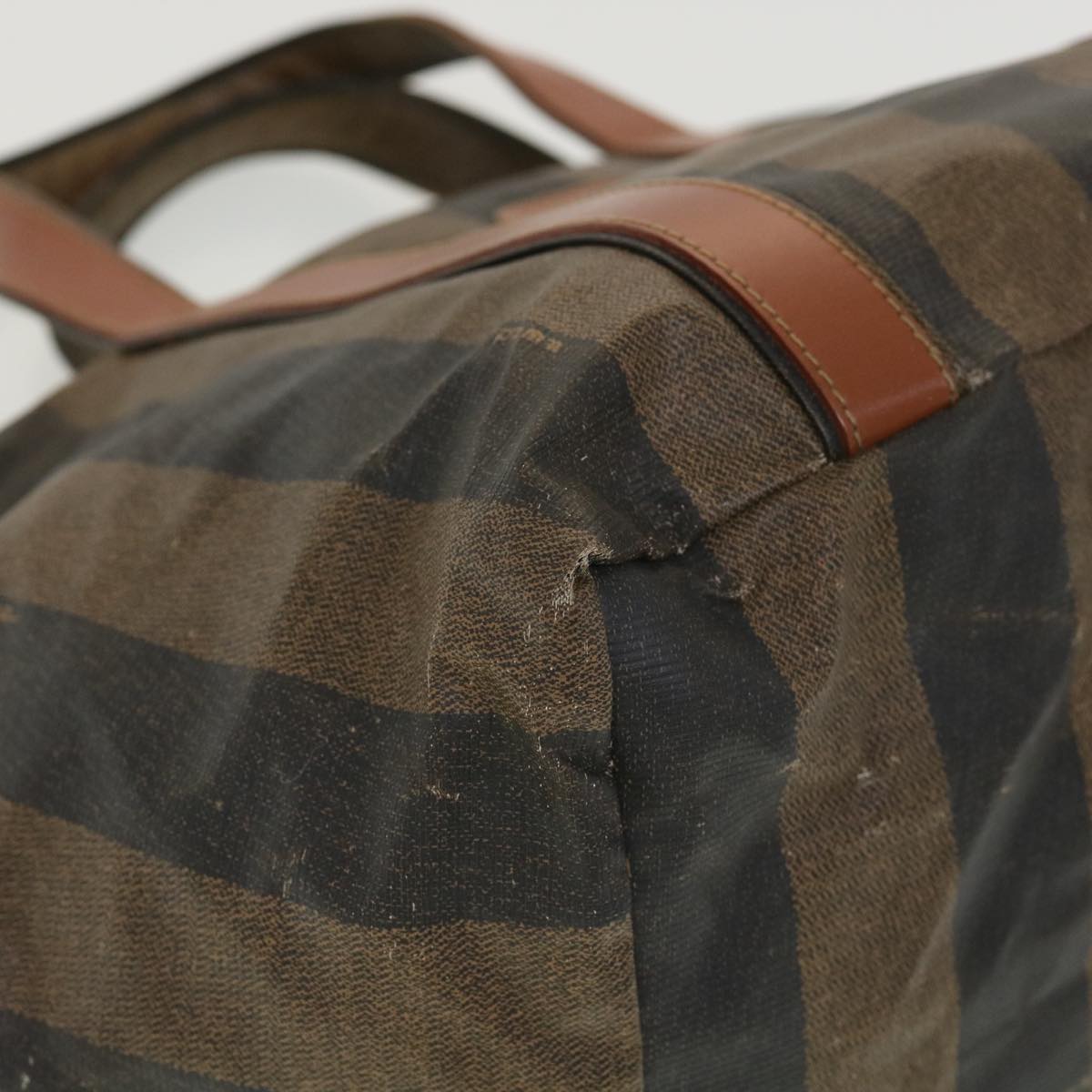 FENDI Pecan Canvas Hand Bag Nylon Black Brown ti988