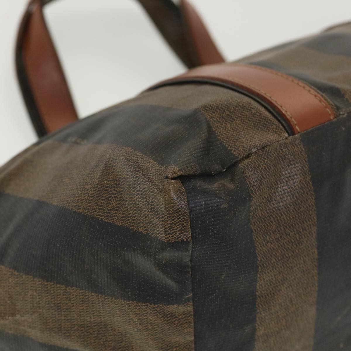 FENDI Pecan Canvas Hand Bag Nylon Black Brown ti988