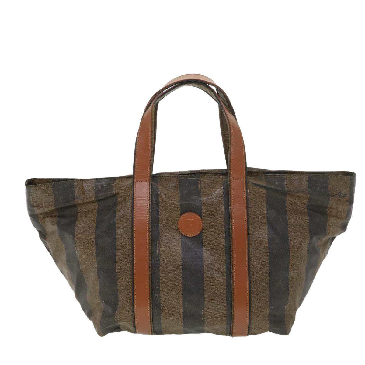 FENDI Pecan Canvas Hand Bag Nylon Black Brown ti988