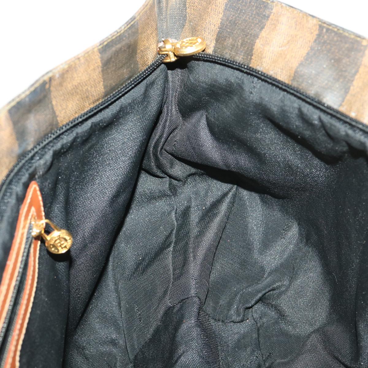 FENDI Pecan Canvas Hand Bag Nylon Black Brown ti988