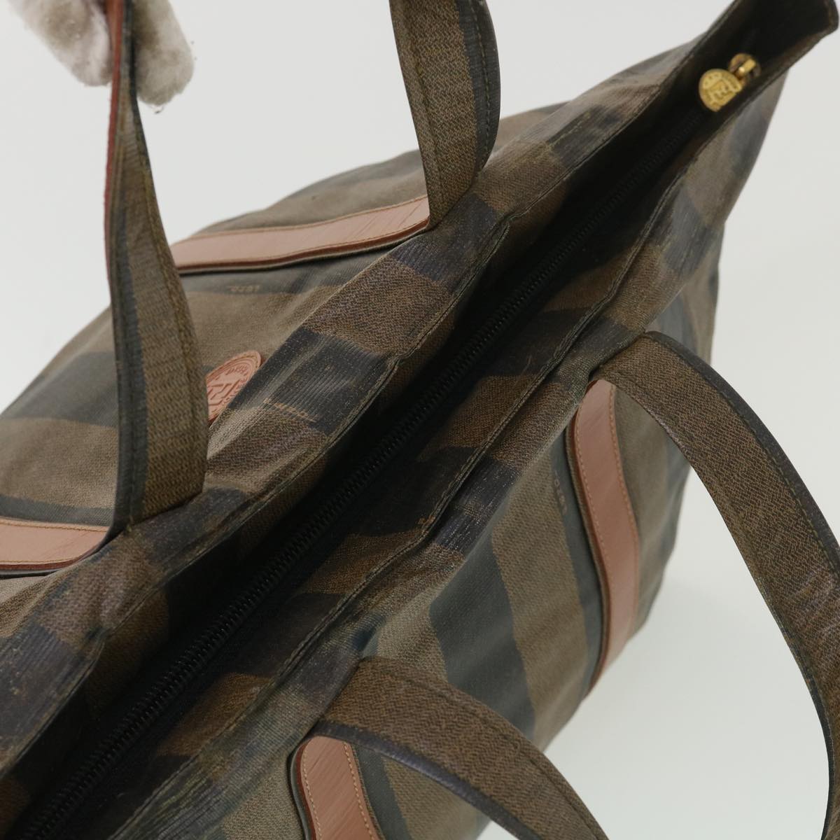FENDI Pecan Canvas Hand Bag Nylon Black Brown ti988