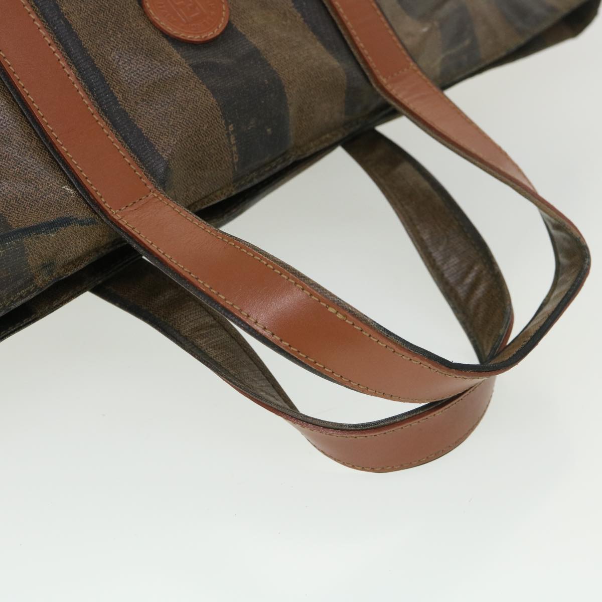 FENDI Pecan Canvas Hand Bag Nylon Black Brown ti988