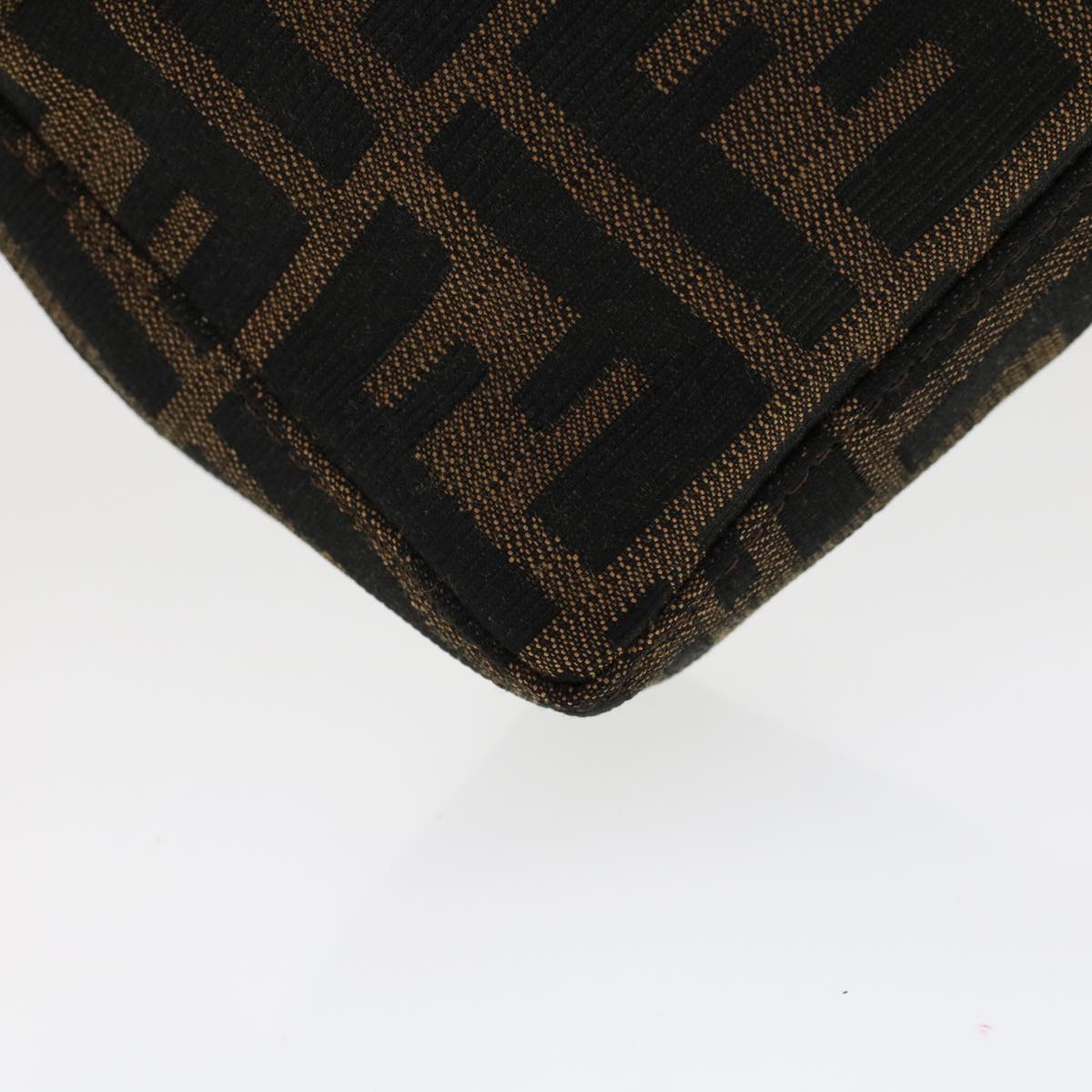 FENDI Zucca Canvas Shoulder Bag Black Brown uy115
