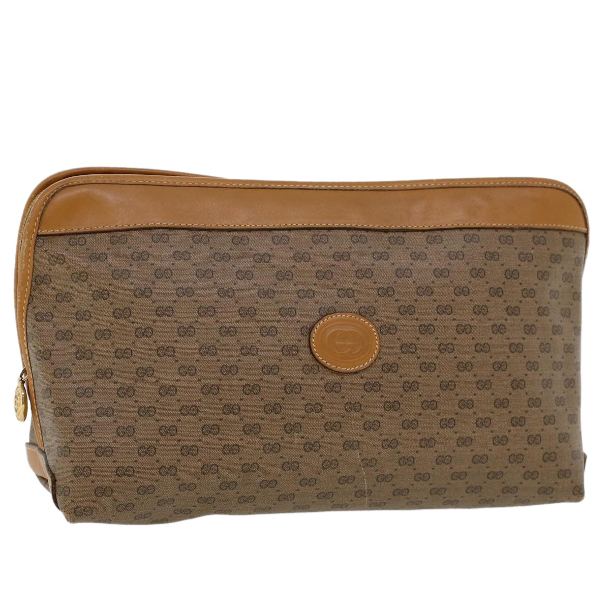 GUCCI Micro GG Canvas Clutch Bag PVC Leather Beige 014•58•0198 uy121