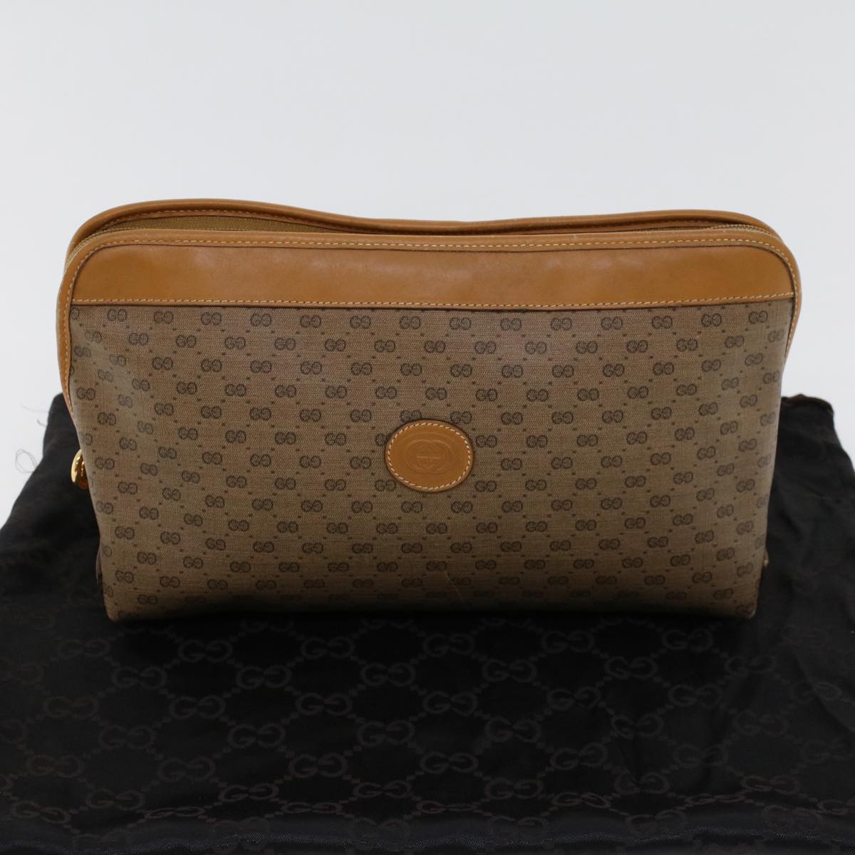GUCCI Micro GG Canvas Clutch Bag PVC Leather Beige 014•58•0198 uy121