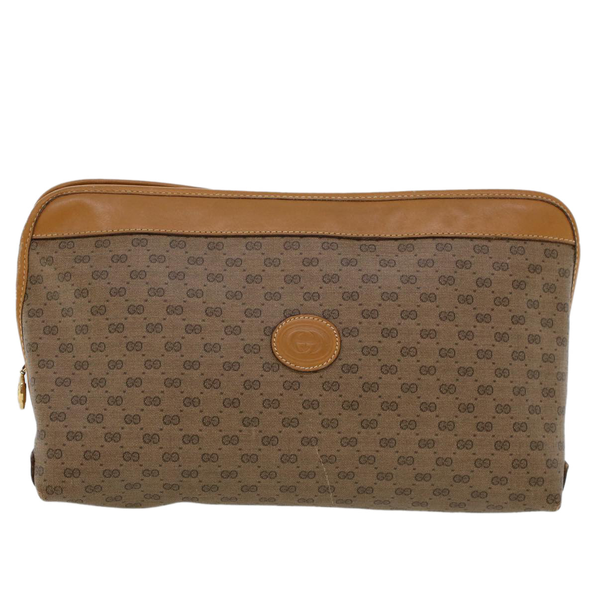 GUCCI Micro GG Canvas Clutch Bag PVC Leather Beige 014•58•0198 uy121