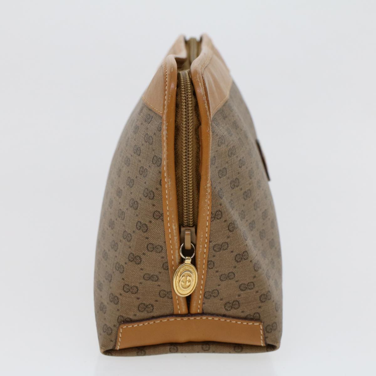 GUCCI Micro GG Canvas Clutch Bag PVC Leather Beige 014•58•0198 uy121