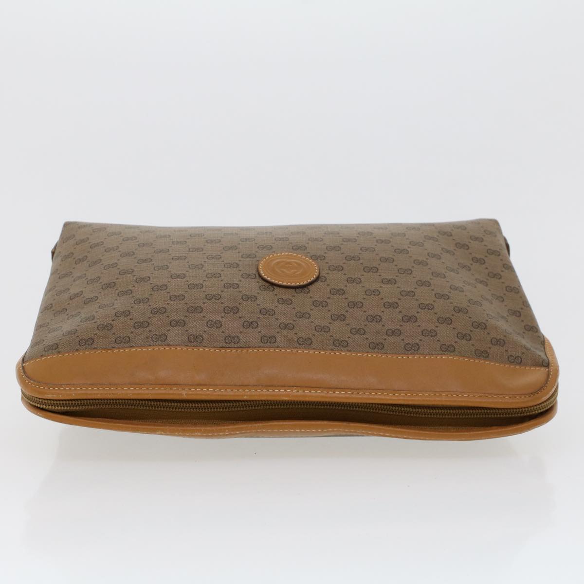 GUCCI Micro GG Canvas Clutch Bag PVC Leather Beige 014•58•0198 uy121