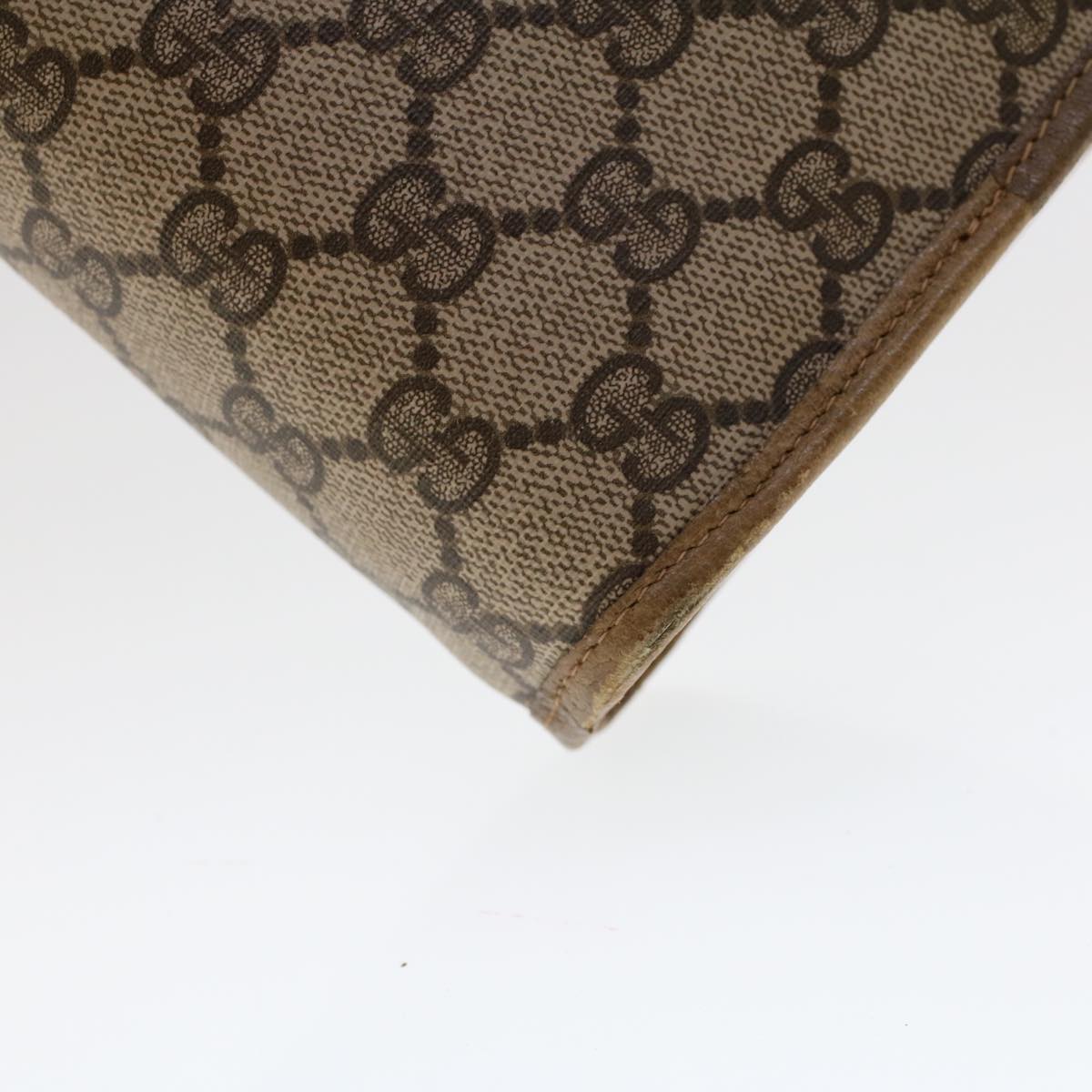 GUCCI GG Canvas Clutch Bag PVC Leather Beige 41.01.037 uy122