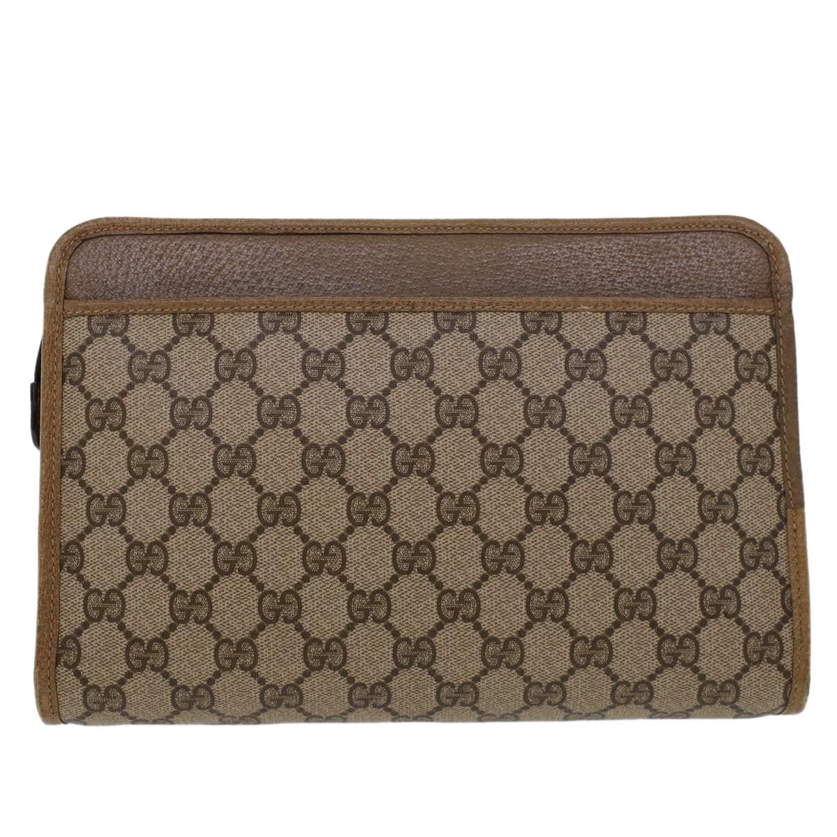 GUCCI GG Canvas Clutch Bag PVC Leather Beige 41.01.037 uy122