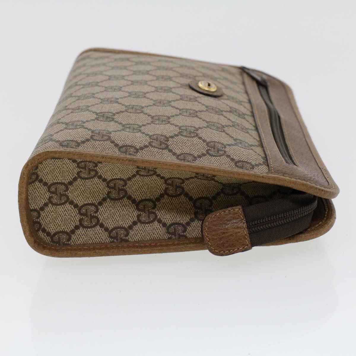 GUCCI GG Canvas Clutch Bag PVC Leather Beige 41.01.037 uy122