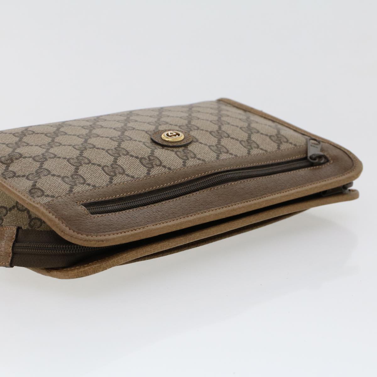 GUCCI GG Canvas Clutch Bag PVC Leather Beige 41.01.037 uy122