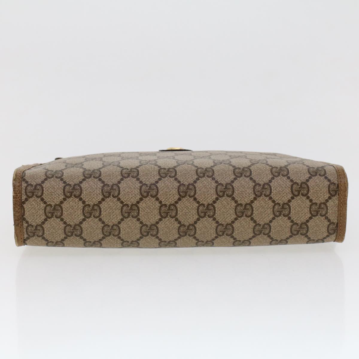 GUCCI GG Canvas Clutch Bag PVC Leather Beige 41.01.037 uy122