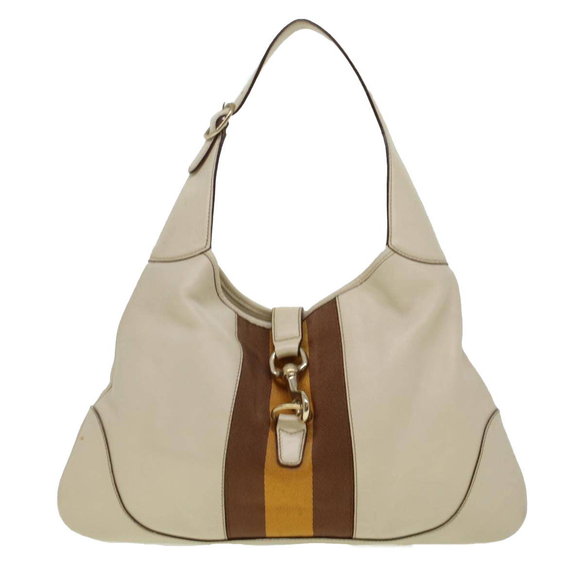 GUCCI Sherry Line Jackie Shoulder Bag Leather Beige Brown 153029 uy125